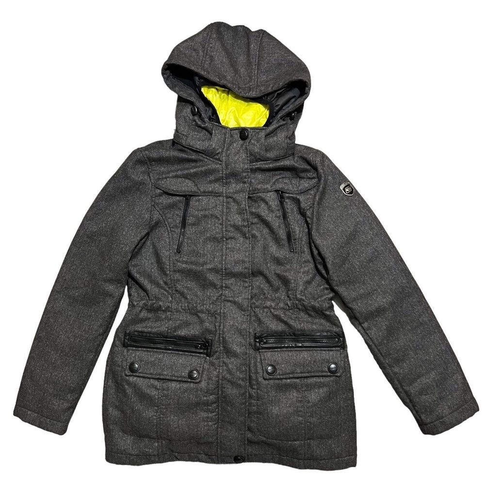 Point Zero Women’s Gray Long Sleeve Hooded Coat Size Medium